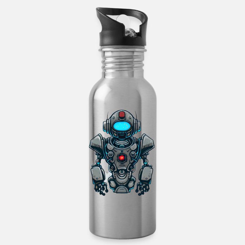 Robot - Gourde avec paille intégrée - argent clair