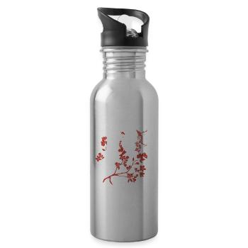 Girl Warp Horror Two Face Creepy Art Aesthetic - Water bottle with straw - silver - Right
