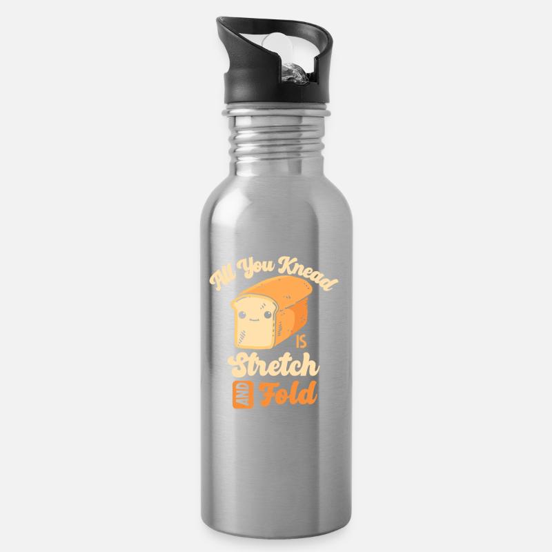 Brotbacken Nette Knete Bäckerei Konditorei - Trinkflasche mit integriertem Trinkhalm - Lightsilver
