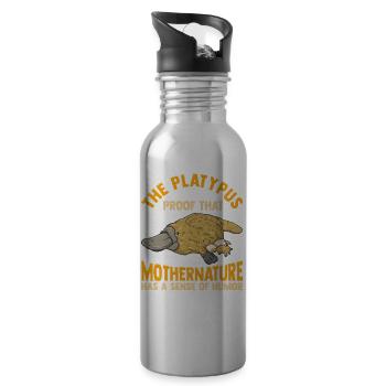Schnabeltier-Beweis Mutter Natur hat Sinn für Humor - Trinkflasche mit integriertem Trinkhalm - Lightsilver - Rechts