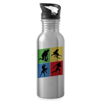 American Football Spieler Vintage Retro USA Sport - Trinkflasche mit integriertem Trinkhalm - Lightsilver - Rechts