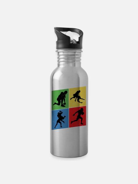 American Football Spieler Vintage Retro USA Sport - Trinkflasche mit integriertem Trinkhalm - Lightsilver