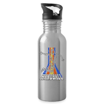 Handball Handball Player Handball Player Vintage - Gourde avec paille intégrée - argent clair - Droite