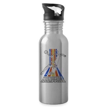 Handball Handball Player Handball Player Vintage Retro - Water bottle with straw - silver - Right