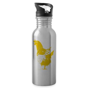 Huhn - Trinkflasche mit integriertem Trinkhalm - Lightsilver - Rechts