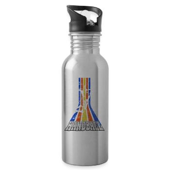 Handball Handball Player Handball Player Vintage Retro - Water bottle with straw - silver - Right