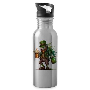 Leprechaun Green : Bière et Cruche - Gourde avec paille intégrée - argent clair - Droite
