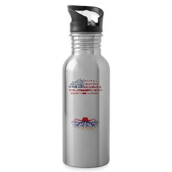 Geboren als Armenier Armenien Amerikaner USA - Trinkflasche mit integriertem Trinkhalm - Lightsilver - Rechts