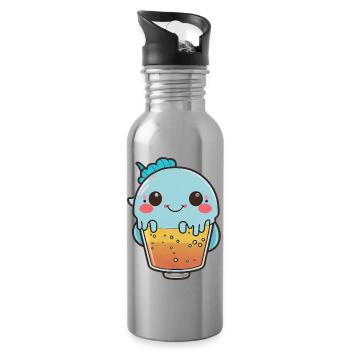 Kawaii Süßer Glücklicher Bunter Fisch Bubble Tee - Trinkflasche mit integriertem Trinkhalm - Lightsilver - Rechts