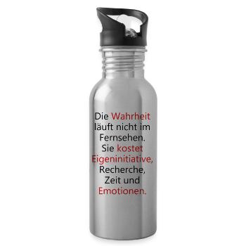 Die Wahrheit läuft nicht im Fernsehen - Trinkflasche mit integriertem Trinkhalm - Lightsilver - Rechts