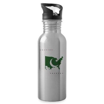 Born Pakistani Pakistan American USA Citizenship - Water bottle with straw - silver - Right