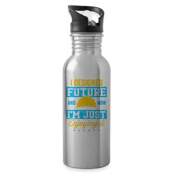 Retired Architect Architecture Retirement - Water bottle with straw - silver - Right