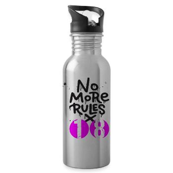 18 Geburtstag no more rules - Water bottle with straw - silver - Right