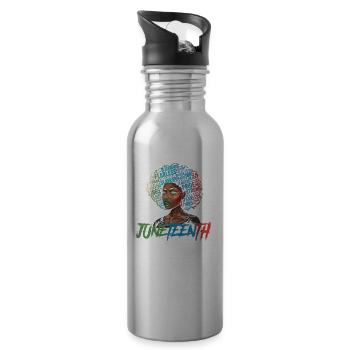 Juneteenth BLM Black Pride Woman Stark Black - Gourde avec paille intégrée - argent clair - Droite