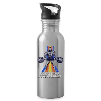 Bodybuilding Bodybuilder Gewichtheben Kraftsport - Trinkflasche mit integriertem Trinkhalm - Lightsilver - Rechts