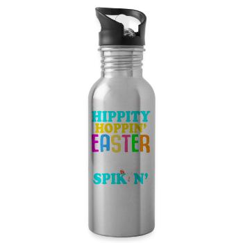 Easter Volleyball Holiday Rabbit Sport - Water bottle with straw - silver - Right