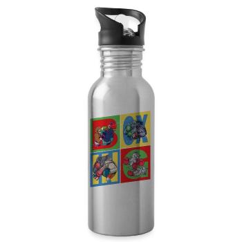 Boxen Boxer Boxkampf Sport Tiere Cartoon Comic - Trinkflasche mit integriertem Trinkhalm - Lightsilver - Rechts