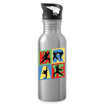 Karaté, Karatéka, arts martiaux, Combats, Sports - Gourde avec paille intégrée - argent clair - Droite