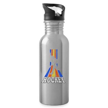 Hockey Field Hockey Player Sport Fan Team Vintage - Water bottle with straw - silver - Right