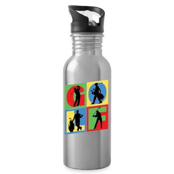 Golf Golfen Golfspieler Sport Hobby Club Vintage - Trinkflasche mit integriertem Trinkhalm - Lightsilver - Rechts