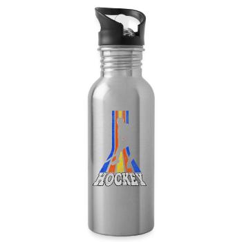 Hockey Field Hockey Player Sports Fan Team Vintage - Water bottle with straw - silver - Right