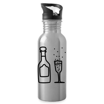 Sparkling wine with glass 2 - Water bottle with straw - silver - Right