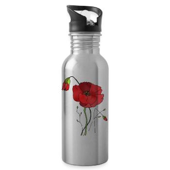 Blumen - Trinkflasche mit integriertem Trinkhalm - Lightsilver - Rechts