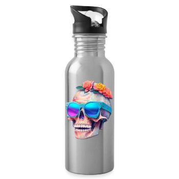 Skull - Water bottle with straw - silver - Right