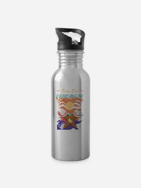 Zigarre Rauchen Zigarren Raucher - Trinkflasche mit integriertem Trinkhalm - Lightsilver