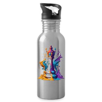 Pièce d'échecs - Gourde avec paille intégrée - argent clair - Droite