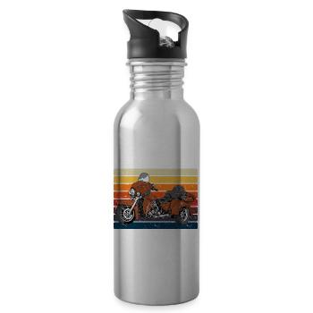 Trike Motorrad Motorradfahrer Triker Trikes Biker - Trinkflasche mit integriertem Trinkhalm - Lightsilver - Rechts