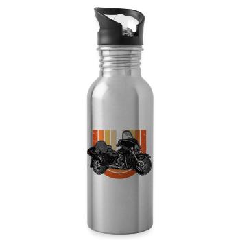 Trikefahrer Geschenke | Trike Triker Trikes Biker - Trinkflasche mit integriertem Trinkhalm - Lightsilver - Rechts
