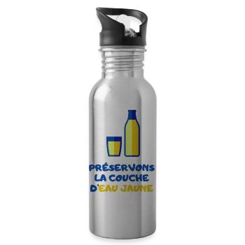 Preservons la couche d'eau jaune. Cadeau Humour - Gourde avec paille intégrée - argent clair - Droite