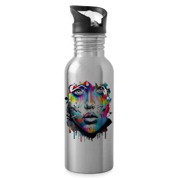 Graffiti Street Art Spray Vintage Schablone Retro - Trinkflasche mit integriertem Trinkhalm - Lightsilver - Rechts