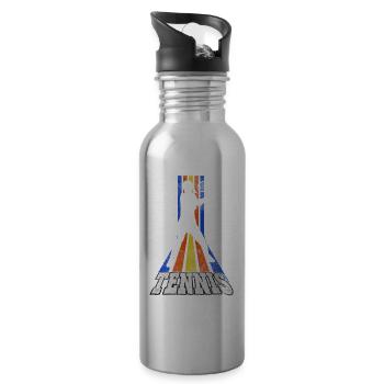 Tennis Tennis Player Woman Sport Match Club Fan - Water bottle with straw - silver - Right