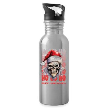 Christmas Skull Skull Horror Creepy - Water bottle with straw - silver - Right