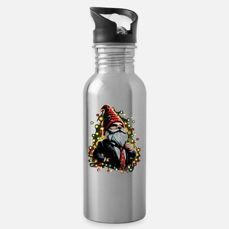 Chef Wichtel mit Lichterkette - Trinkflasche mit integriertem Trinkhalm - Lightsilver
