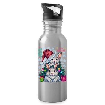 Festliche Osterhasen mit Weihnachtsmütze - Trinkflasche mit integriertem Trinkhalm - Lightsilver - Rechts