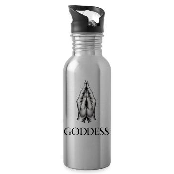 GÖTTIN (Untertitel) #050 - Trinkflasche mit integriertem Trinkhalm - Lightsilver - Rechts