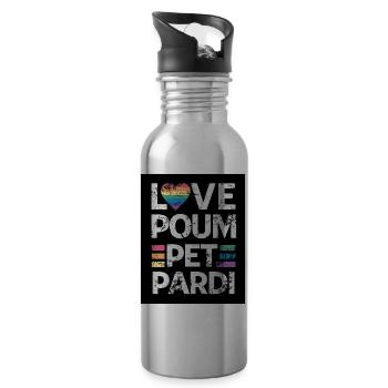 LOVE POUMPET NATÜRLICH - Trinkflasche mit integriertem Trinkhalm - Lightsilver - Rechts