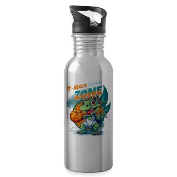 Basket-ball Dinosaure T-Rex Animal Player Cartoon - Gourde avec paille intégrée - argent clair - Droite