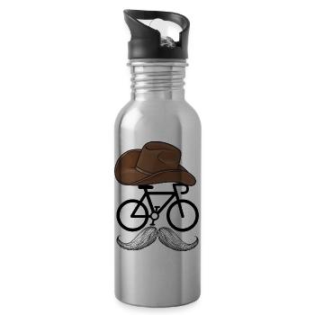 Hipster Bike Cyclist - Water bottle with straw - silver - Right