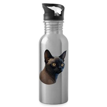 Chat birman - Gourde avec paille intégrée - argent clair - Droite