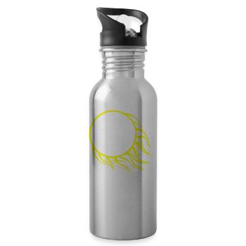 Soccer Flame Fire Symbol - Water bottle with straw - silver - Right