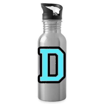 D letter - Water bottle with straw - silver - Right