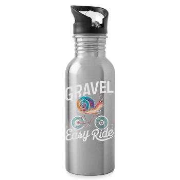 Snail Biking Adventure Illustration - Water bottle with straw - silver - Right