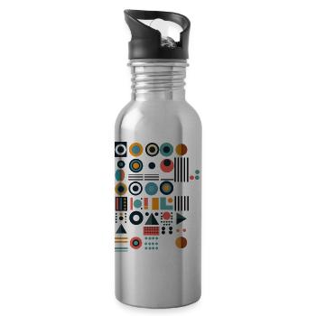 Design "Colorful Symphony" - Water bottle with straw - silver - Right