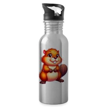 Bieber - Trinkflasche mit integriertem Trinkhalm - Lightsilver - Rechts
