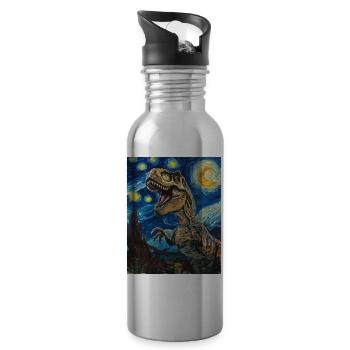 T-Rex Dino - Water bottle with straw - silver - Right
