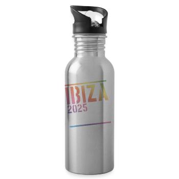 Ibiza 2025 Crew Bunt - Trinkflasche mit integriertem Trinkhalm - Lightsilver - Rechts